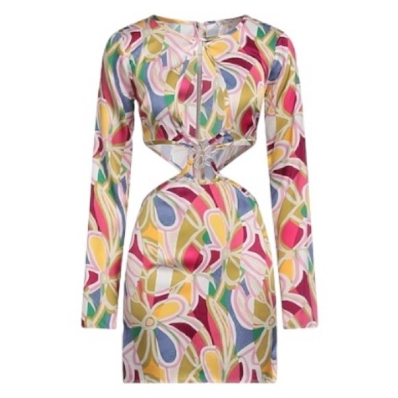 For Love & Lemons Colorful Thora Long Sleeve Mini Dress US XS - Picture 1 of 12